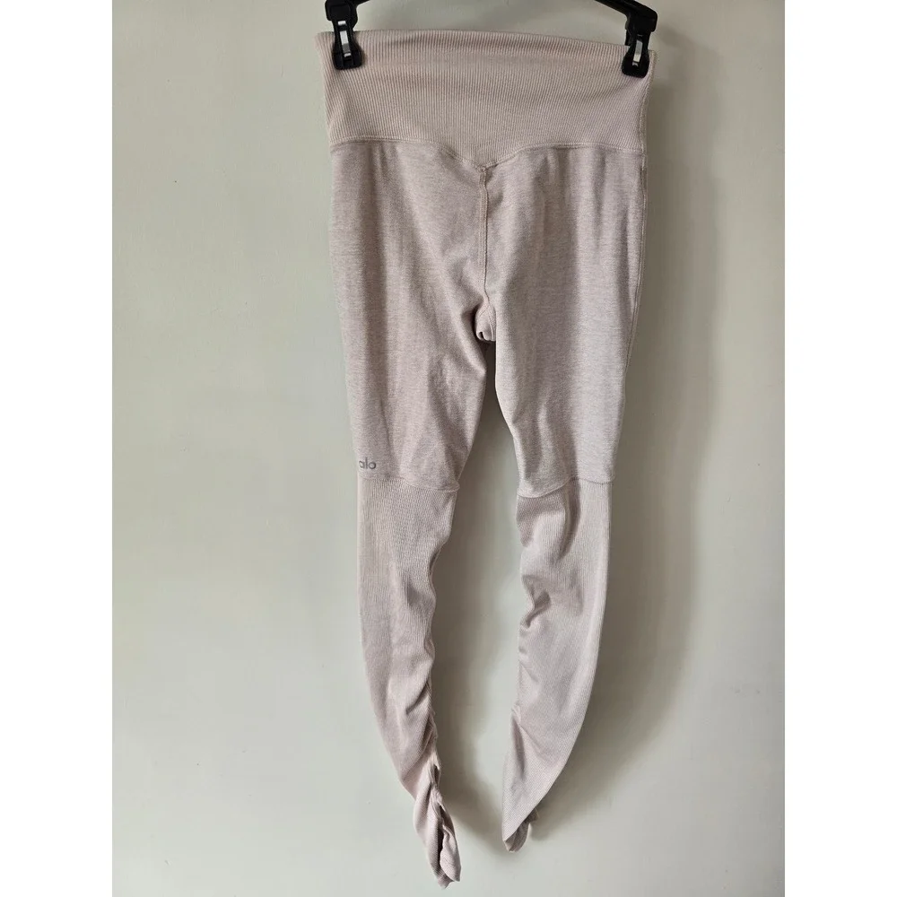 Alo Yoga Pink Heathered Alosoft Goddess Ribbed High Waist Leggings XS